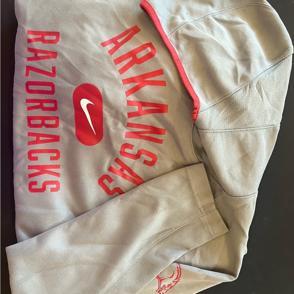 Arkansas Razorbacks Nike Dri-Fit Gray and Red Performance Hoodie